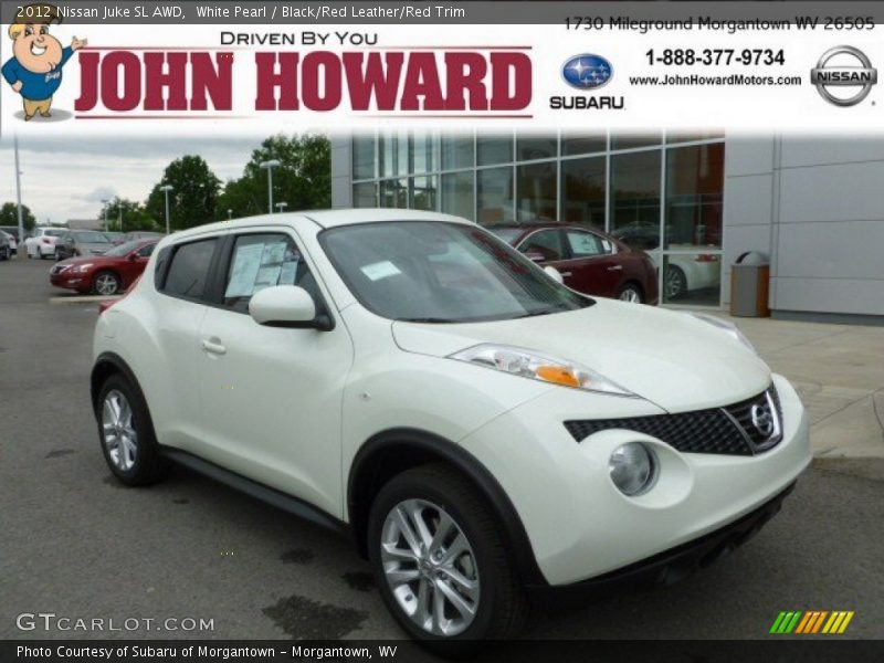 White Pearl / Black/Red Leather/Red Trim 2012 Nissan Juke SL AWD