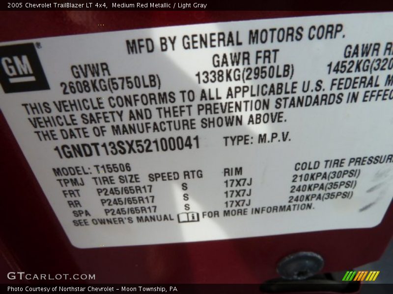 Medium Red Metallic / Light Gray 2005 Chevrolet TrailBlazer LT 4x4