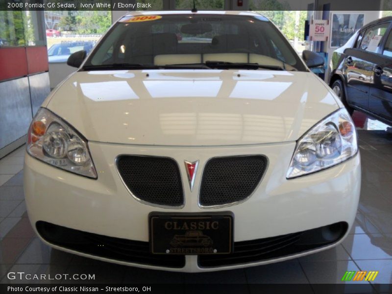 Ivory White / Ebony Black 2008 Pontiac G6 Sedan