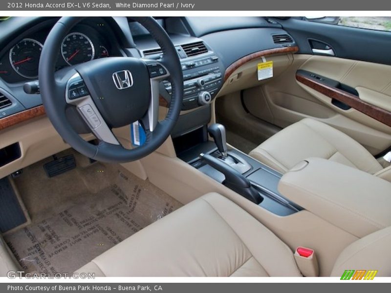 White Diamond Pearl / Ivory 2012 Honda Accord EX-L V6 Sedan