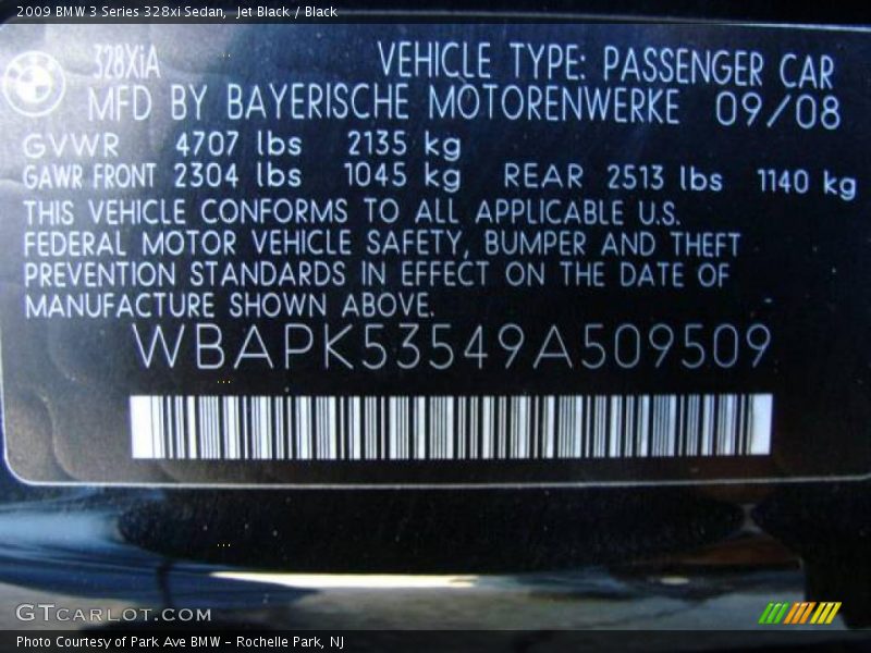 Jet Black / Black 2009 BMW 3 Series 328xi Sedan