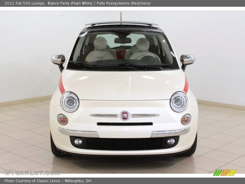 Bianco Perla (Pearl White) / Pelle Rossa/Avorio (Red/Ivory) 2012 Fiat 500 Lounge