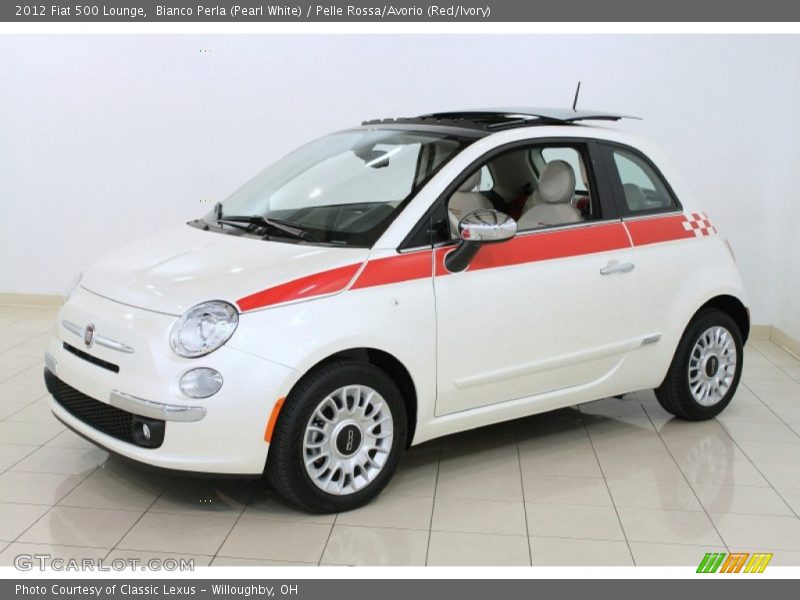 Bianco Perla (Pearl White) / Pelle Rossa/Avorio (Red/Ivory) 2012 Fiat 500 Lounge