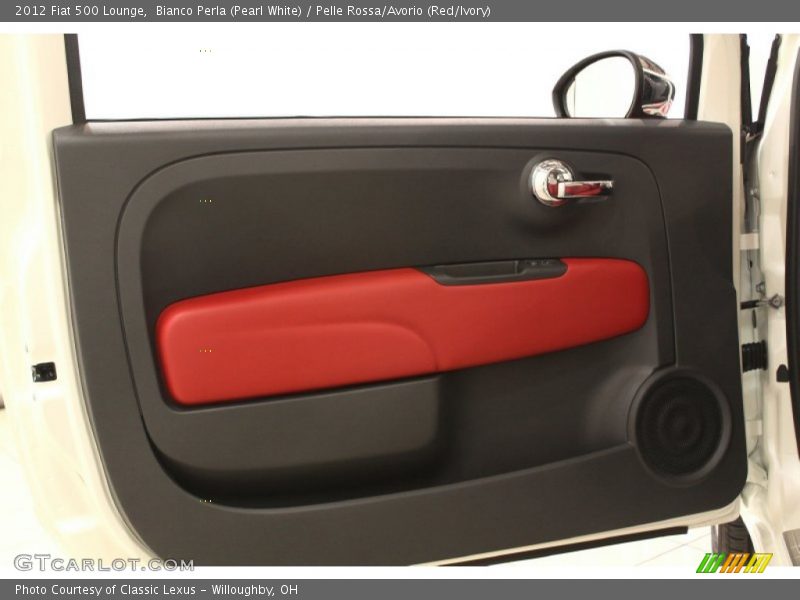 Bianco Perla (Pearl White) / Pelle Rossa/Avorio (Red/Ivory) 2012 Fiat 500 Lounge