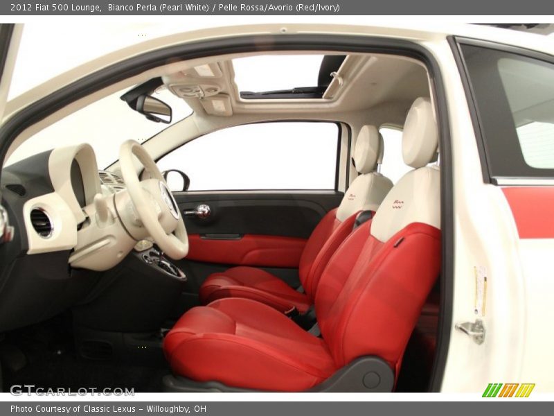 Bianco Perla (Pearl White) / Pelle Rossa/Avorio (Red/Ivory) 2012 Fiat 500 Lounge