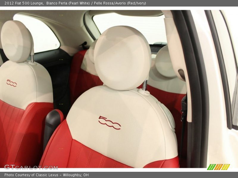 Bianco Perla (Pearl White) / Pelle Rossa/Avorio (Red/Ivory) 2012 Fiat 500 Lounge