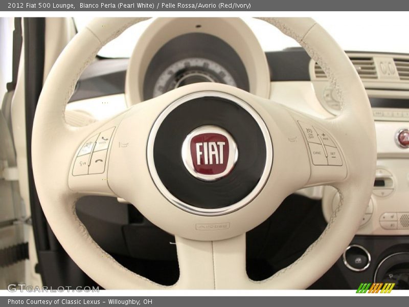 Bianco Perla (Pearl White) / Pelle Rossa/Avorio (Red/Ivory) 2012 Fiat 500 Lounge