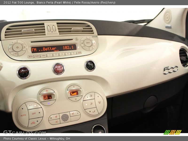 Bianco Perla (Pearl White) / Pelle Rossa/Avorio (Red/Ivory) 2012 Fiat 500 Lounge