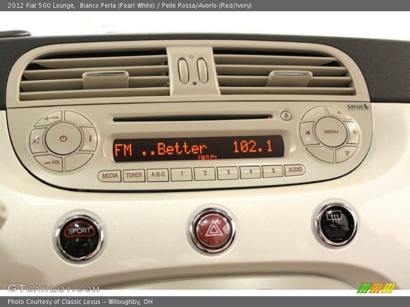 Bianco Perla (Pearl White) / Pelle Rossa/Avorio (Red/Ivory) 2012 Fiat 500 Lounge