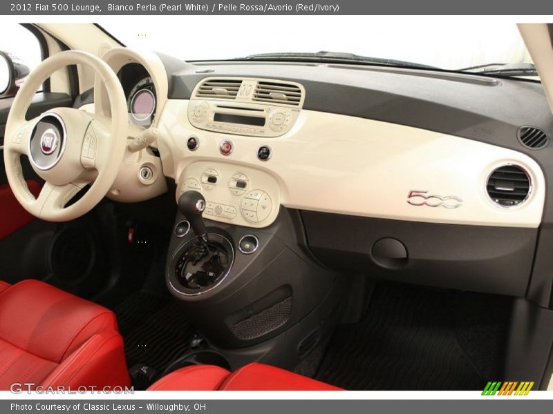 Bianco Perla (Pearl White) / Pelle Rossa/Avorio (Red/Ivory) 2012 Fiat 500 Lounge