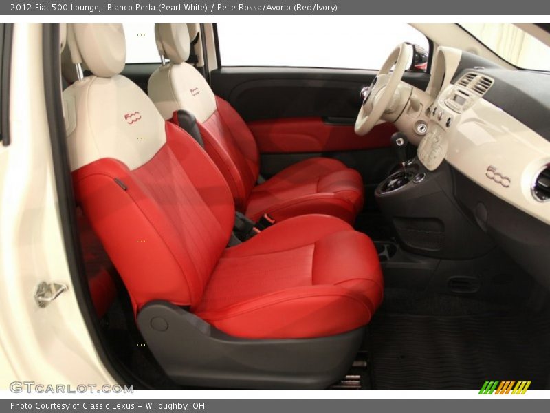 Bianco Perla (Pearl White) / Pelle Rossa/Avorio (Red/Ivory) 2012 Fiat 500 Lounge