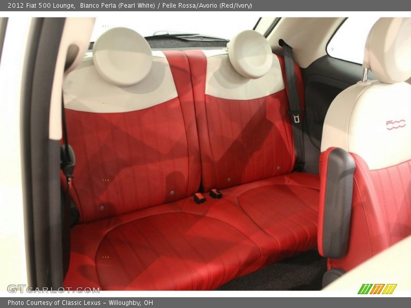 Bianco Perla (Pearl White) / Pelle Rossa/Avorio (Red/Ivory) 2012 Fiat 500 Lounge