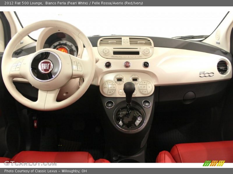 Bianco Perla (Pearl White) / Pelle Rossa/Avorio (Red/Ivory) 2012 Fiat 500 Lounge