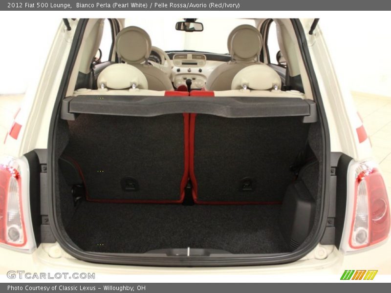 Bianco Perla (Pearl White) / Pelle Rossa/Avorio (Red/Ivory) 2012 Fiat 500 Lounge