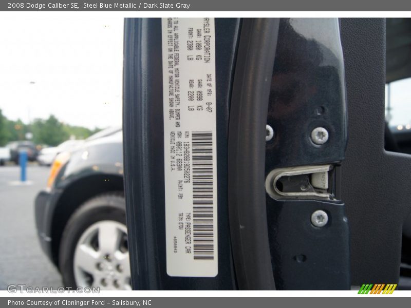 Steel Blue Metallic / Dark Slate Gray 2008 Dodge Caliber SE