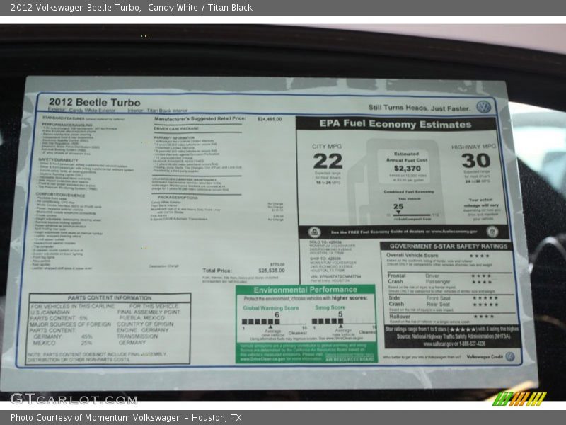 Candy White / Titan Black 2012 Volkswagen Beetle Turbo