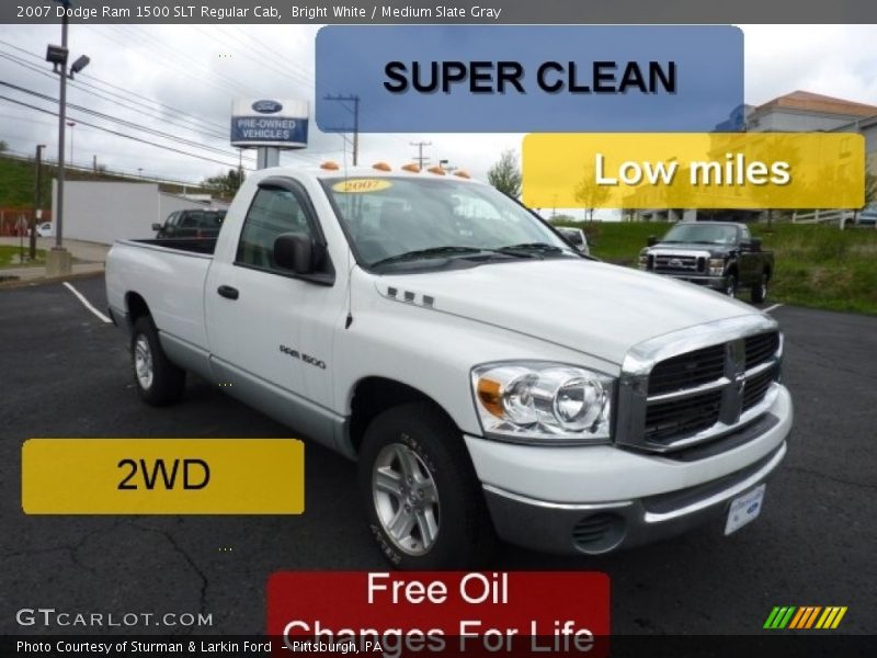 Bright White / Medium Slate Gray 2007 Dodge Ram 1500 SLT Regular Cab