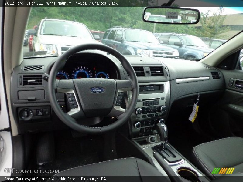White Platinum Tri-Coat / Charcoal Black 2012 Ford Fusion SEL