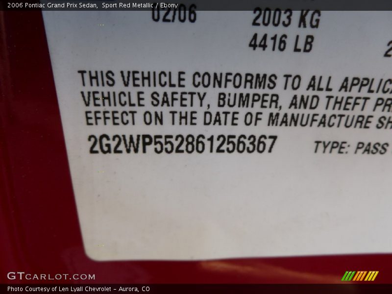 Sport Red Metallic / Ebony 2006 Pontiac Grand Prix Sedan