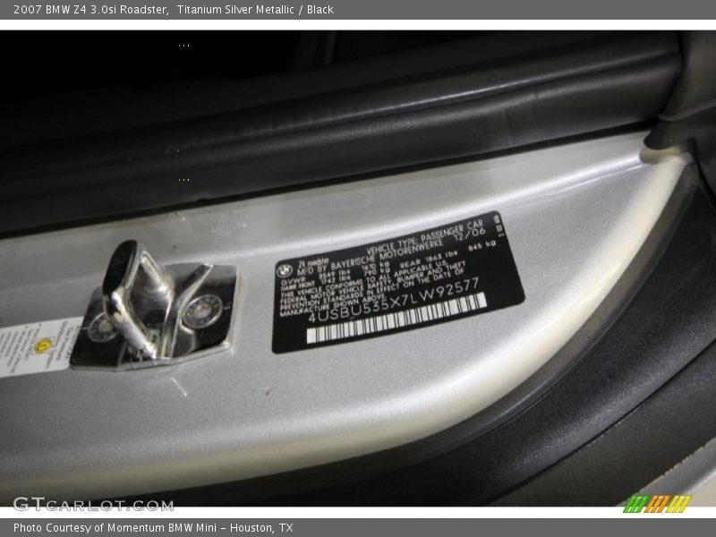 Titanium Silver Metallic / Black 2007 BMW Z4 3.0si Roadster