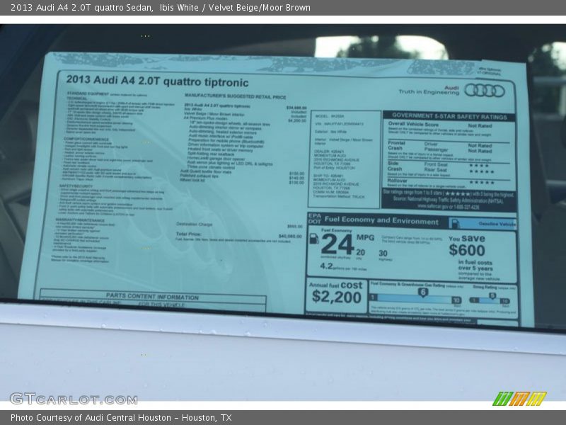 Ibis White / Velvet Beige/Moor Brown 2013 Audi A4 2.0T quattro Sedan