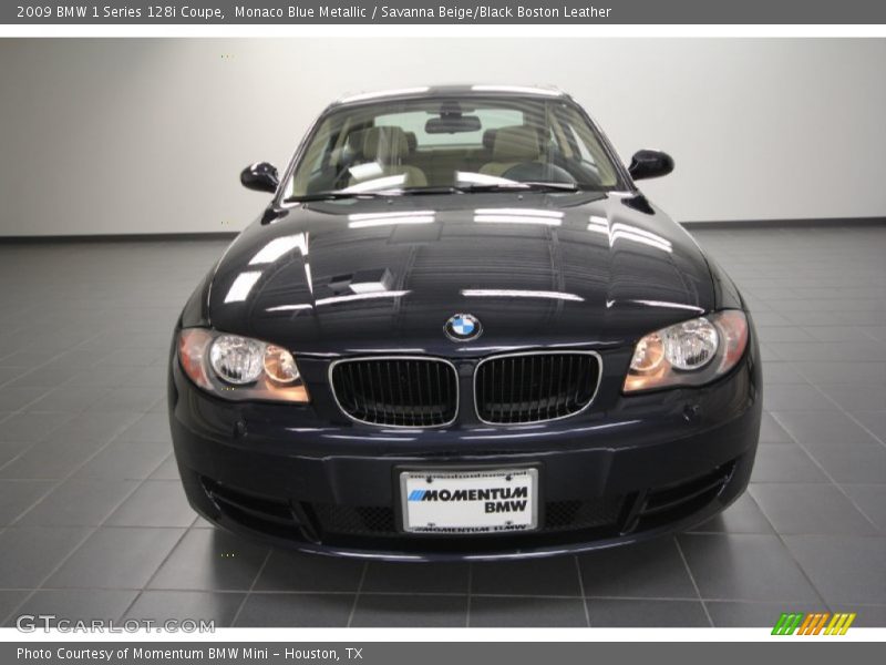 Monaco Blue Metallic / Savanna Beige/Black Boston Leather 2009 BMW 1 Series 128i Coupe