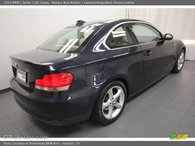 Monaco Blue Metallic / Savanna Beige/Black Boston Leather 2009 BMW 1 Series 128i Coupe
