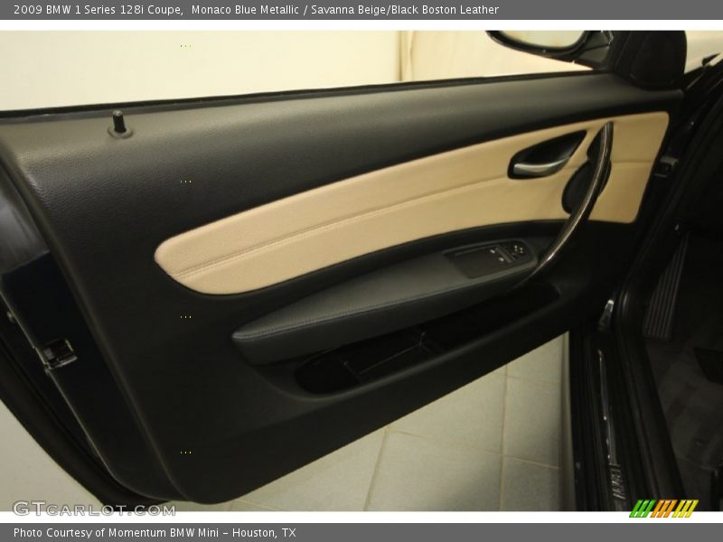 Monaco Blue Metallic / Savanna Beige/Black Boston Leather 2009 BMW 1 Series 128i Coupe
