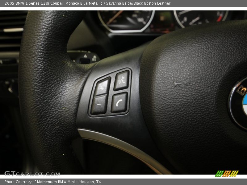 Monaco Blue Metallic / Savanna Beige/Black Boston Leather 2009 BMW 1 Series 128i Coupe