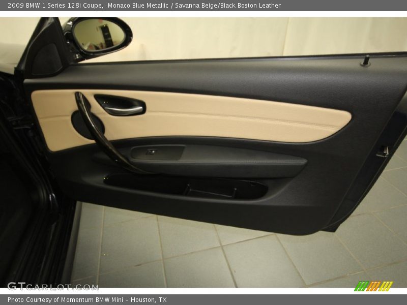 Monaco Blue Metallic / Savanna Beige/Black Boston Leather 2009 BMW 1 Series 128i Coupe