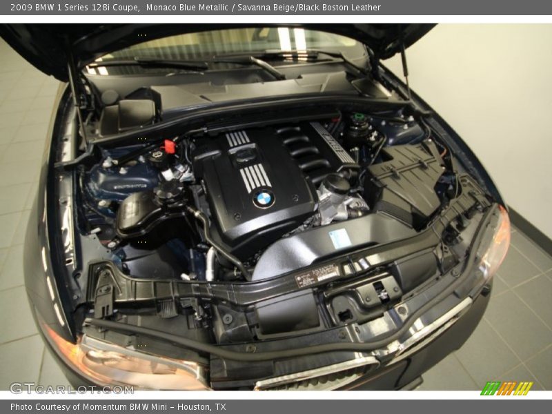 Monaco Blue Metallic / Savanna Beige/Black Boston Leather 2009 BMW 1 Series 128i Coupe
