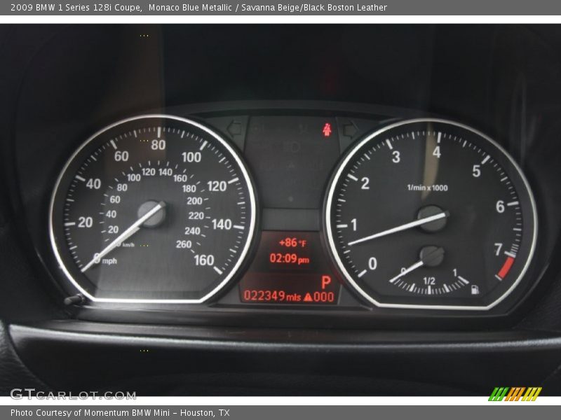 Monaco Blue Metallic / Savanna Beige/Black Boston Leather 2009 BMW 1 Series 128i Coupe