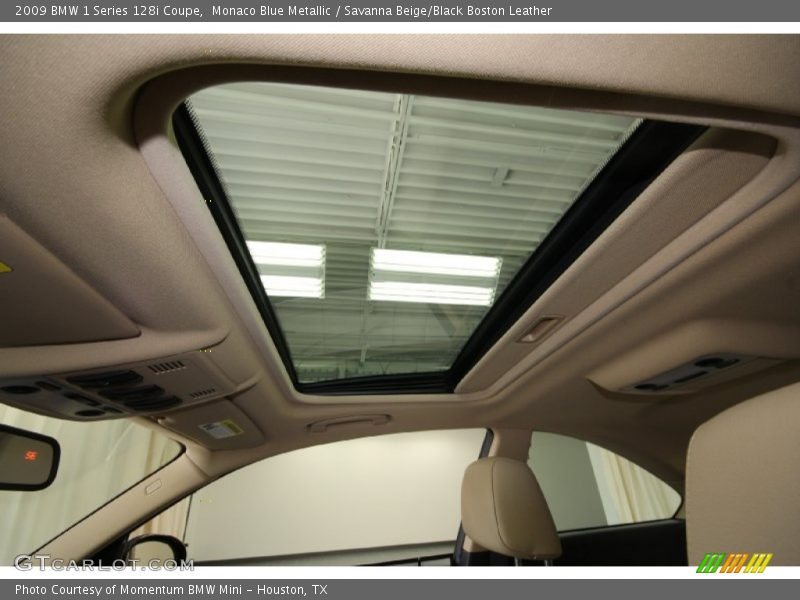 Monaco Blue Metallic / Savanna Beige/Black Boston Leather 2009 BMW 1 Series 128i Coupe