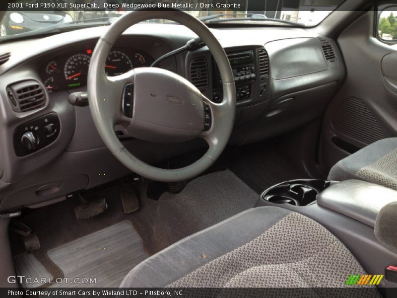 Deep Wedgewood Blue Metallic / Dark Graphite 2001 Ford F150 XLT SuperCab