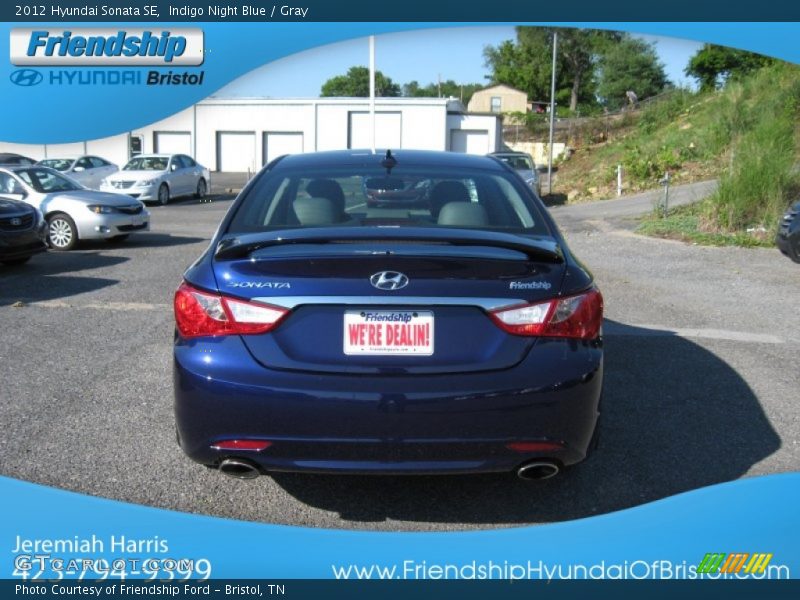 Indigo Night Blue / Gray 2012 Hyundai Sonata SE