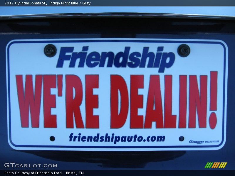 Indigo Night Blue / Gray 2012 Hyundai Sonata SE