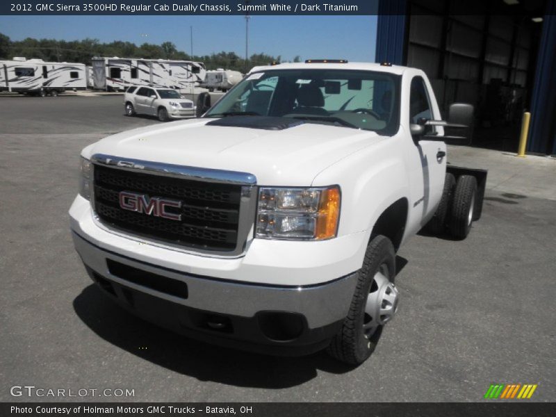 Summit White / Dark Titanium 2012 GMC Sierra 3500HD Regular Cab Dually Chassis