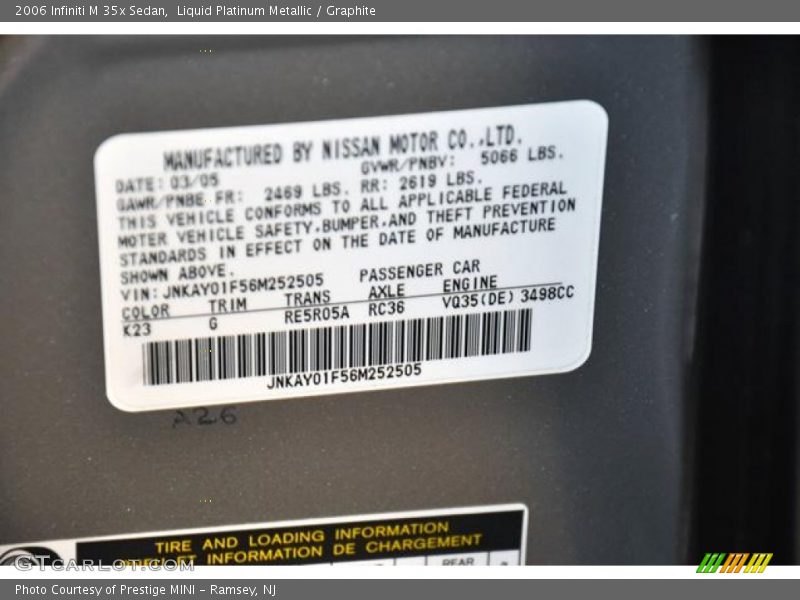 Liquid Platinum Metallic / Graphite 2006 Infiniti M 35x Sedan