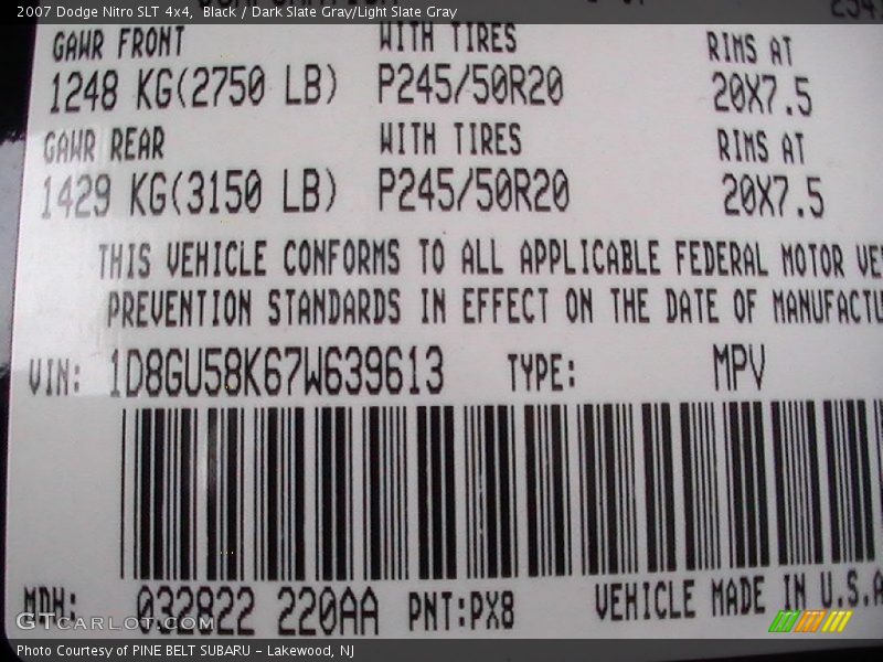 Black / Dark Slate Gray/Light Slate Gray 2007 Dodge Nitro SLT 4x4