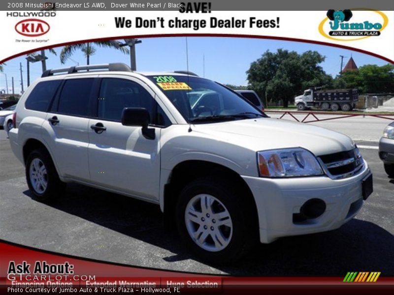 Dover White Pearl / Black 2008 Mitsubishi Endeavor LS AWD