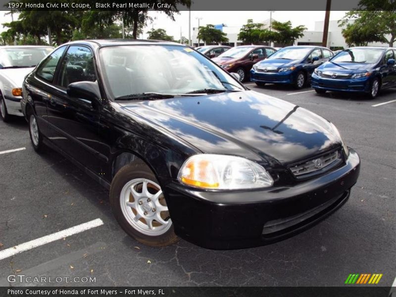Black Pearl Metallic / Gray 1997 Honda Civic HX Coupe