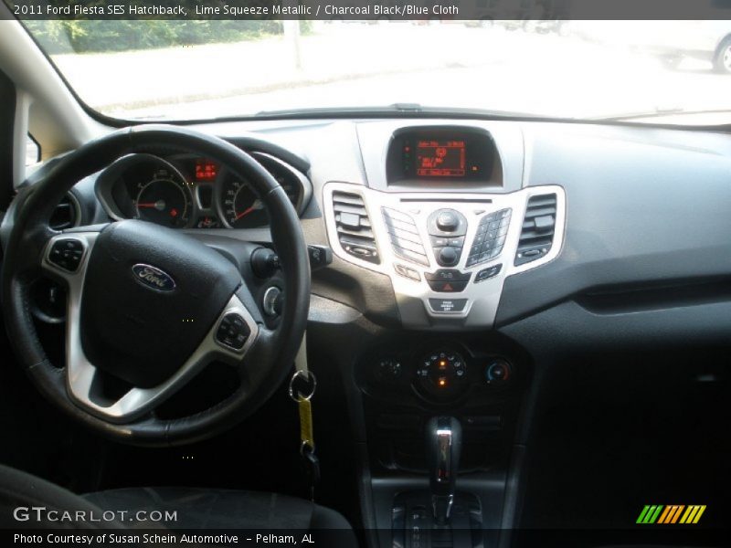 Lime Squeeze Metallic / Charcoal Black/Blue Cloth 2011 Ford Fiesta SES Hatchback