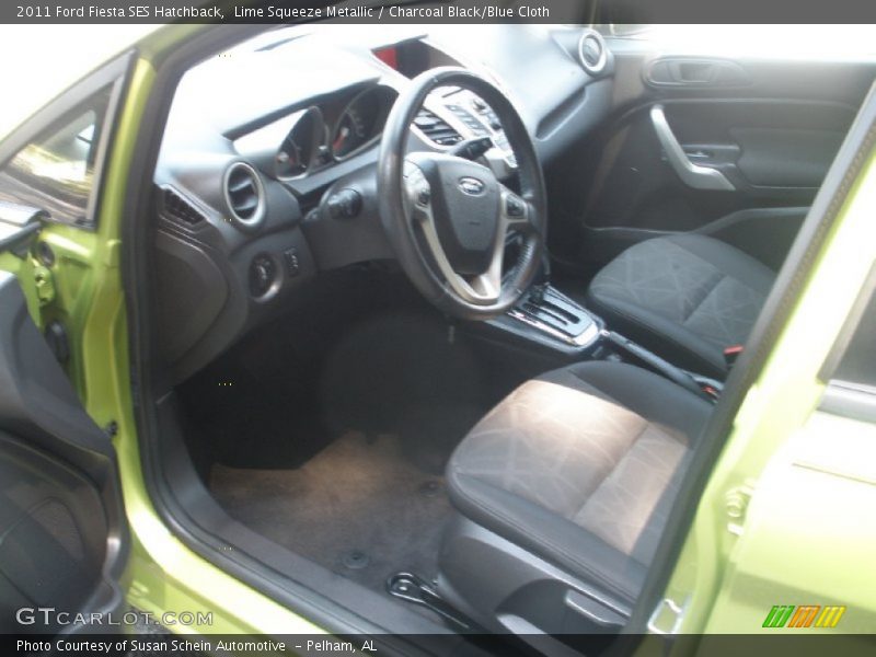Lime Squeeze Metallic / Charcoal Black/Blue Cloth 2011 Ford Fiesta SES Hatchback