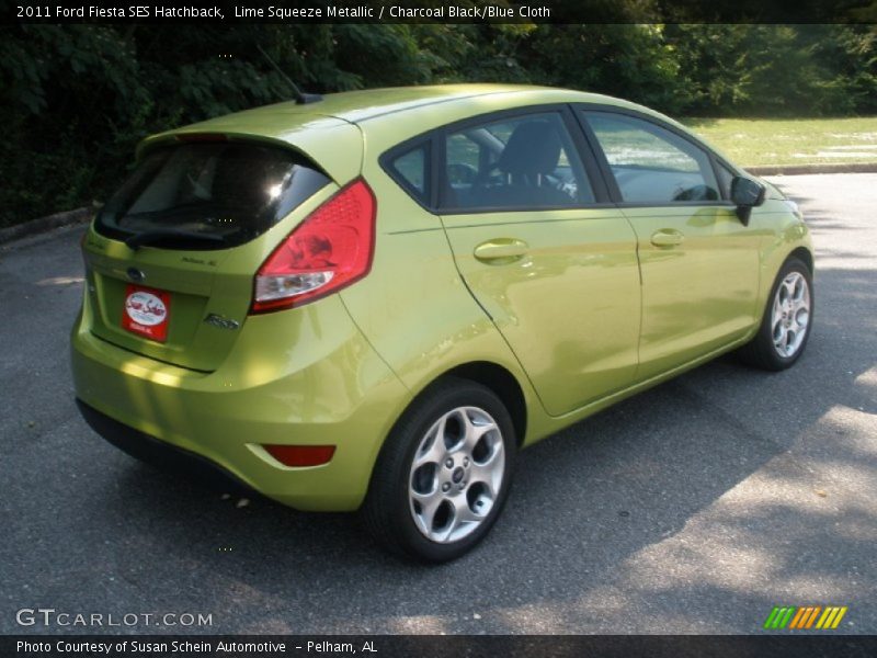 Lime Squeeze Metallic / Charcoal Black/Blue Cloth 2011 Ford Fiesta SES Hatchback