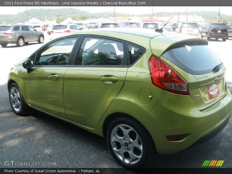 Lime Squeeze Metallic / Charcoal Black/Blue Cloth 2011 Ford Fiesta SES Hatchback