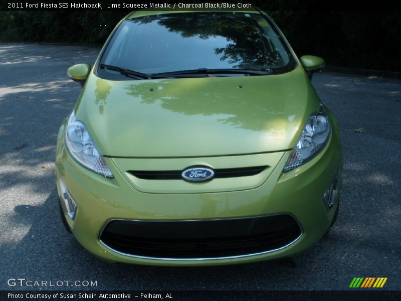 Lime Squeeze Metallic / Charcoal Black/Blue Cloth 2011 Ford Fiesta SES Hatchback