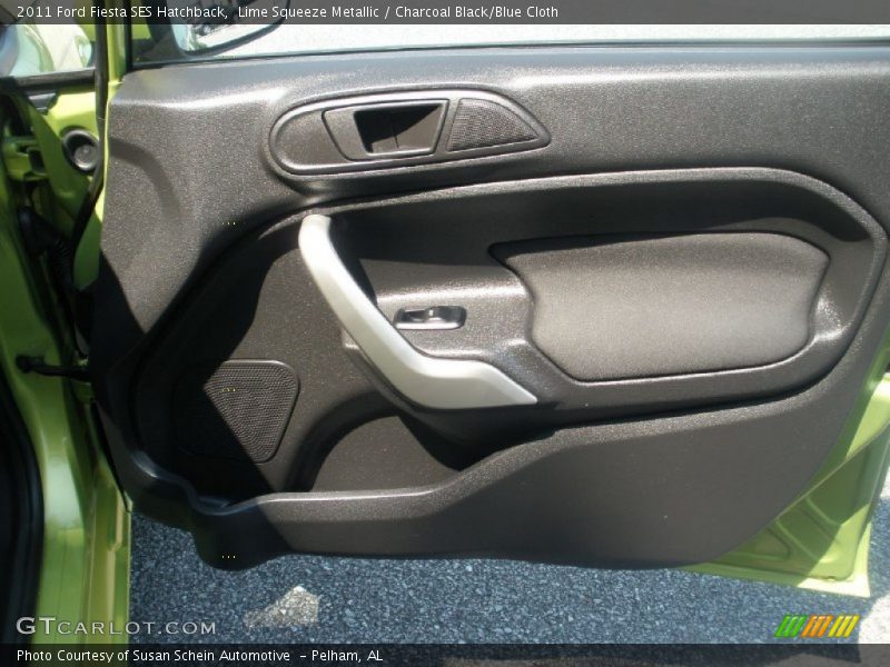 Lime Squeeze Metallic / Charcoal Black/Blue Cloth 2011 Ford Fiesta SES Hatchback