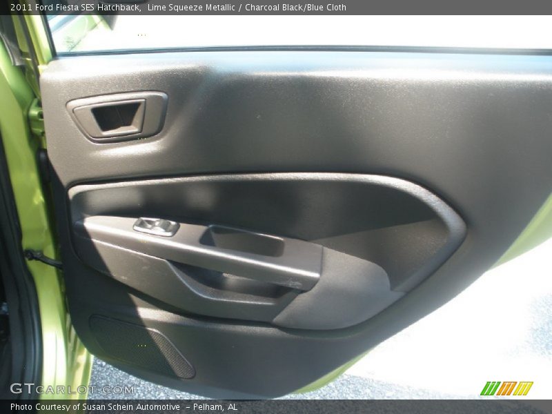 Lime Squeeze Metallic / Charcoal Black/Blue Cloth 2011 Ford Fiesta SES Hatchback