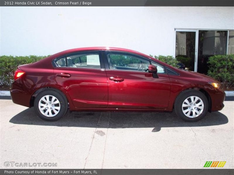 Crimson Pearl / Beige 2012 Honda Civic LX Sedan