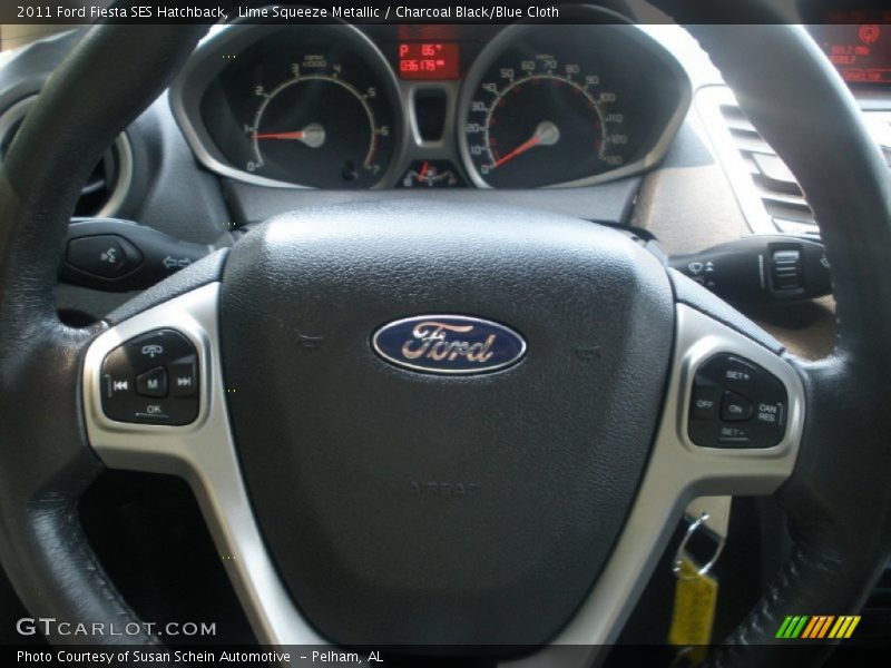Lime Squeeze Metallic / Charcoal Black/Blue Cloth 2011 Ford Fiesta SES Hatchback